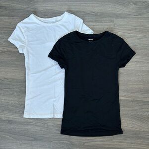 Black and White Skims Dupe Fitted Basic Tee Snatch Waist